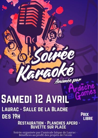 AMICALE LAïQUE : Le 12 avril SOIREE KARAOKÉ